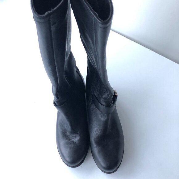 NATURALIZER Jillian Black Tall Knee High Leather Riding Boot Zipper Elastic 8.5M - Picture 5 of 16